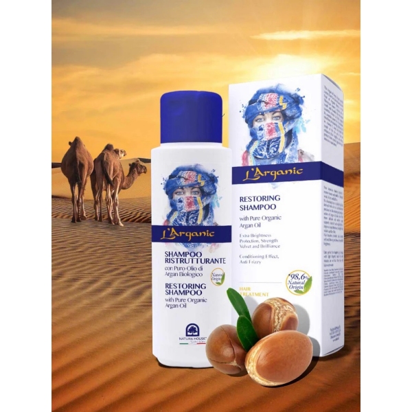 L'ARGANIC šampon za obnovo las 250ml za nego občutljivega lasišča ter povrne celotni dolžini las moč in vitalnost.