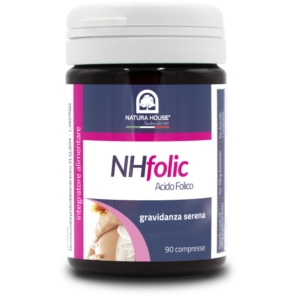 NHfolic -  Folna kislina (vitamin B9) namenjeno za ženske pred zanositvijo in med nosečnostjo. 90 tablet