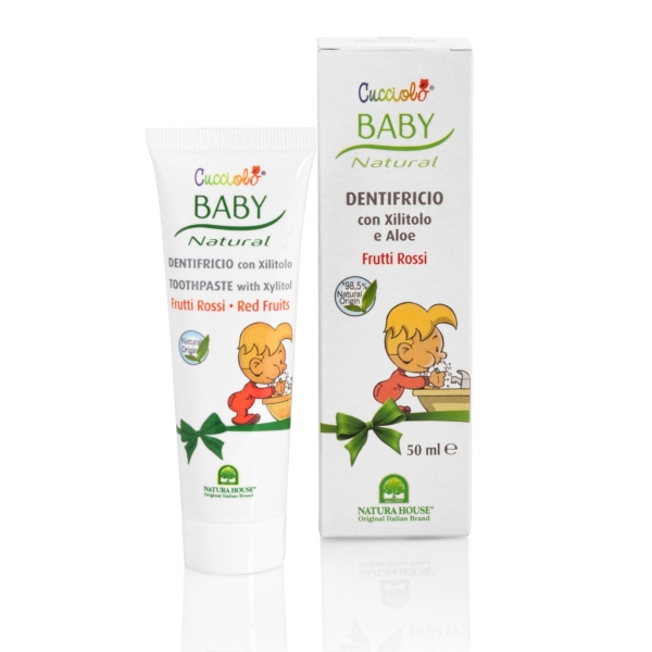 Zobna pasta s ksilitolom in alojo za otroke z okusom po rdečih sadežih  50 ml CUCCIOLO® BABY NATURAL