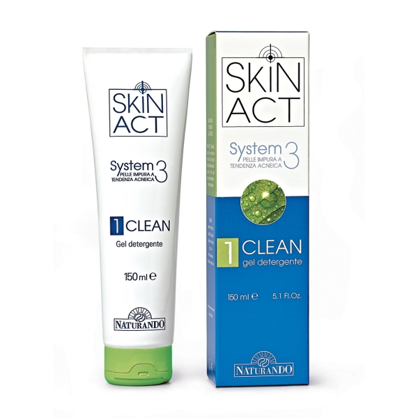  1 CLEAN    ČISTILNI GEL - SKIN ACT 3  ZA NEČISTO KOŽO IN KOŽO NAGNJENO K AKNAM         150ml