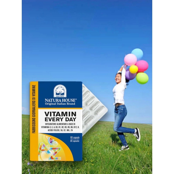 VITAMIN VSAK DAN60 kapsul (vitamin A, C, D3, E, B1, B2, B5, B6, B12, H, folna kislina, selen, krom, cink, mangan)