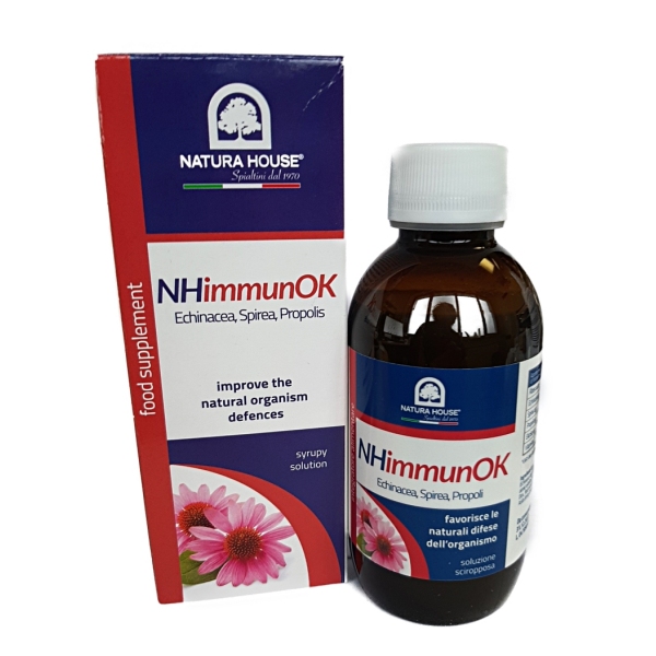 NH ImmunOK 200ml   - ZA CELOTNO DRUŽINO -naravna obramba na osnovi ameriškega slamnika, oslada, propolisa, smilja in ribezovega soka